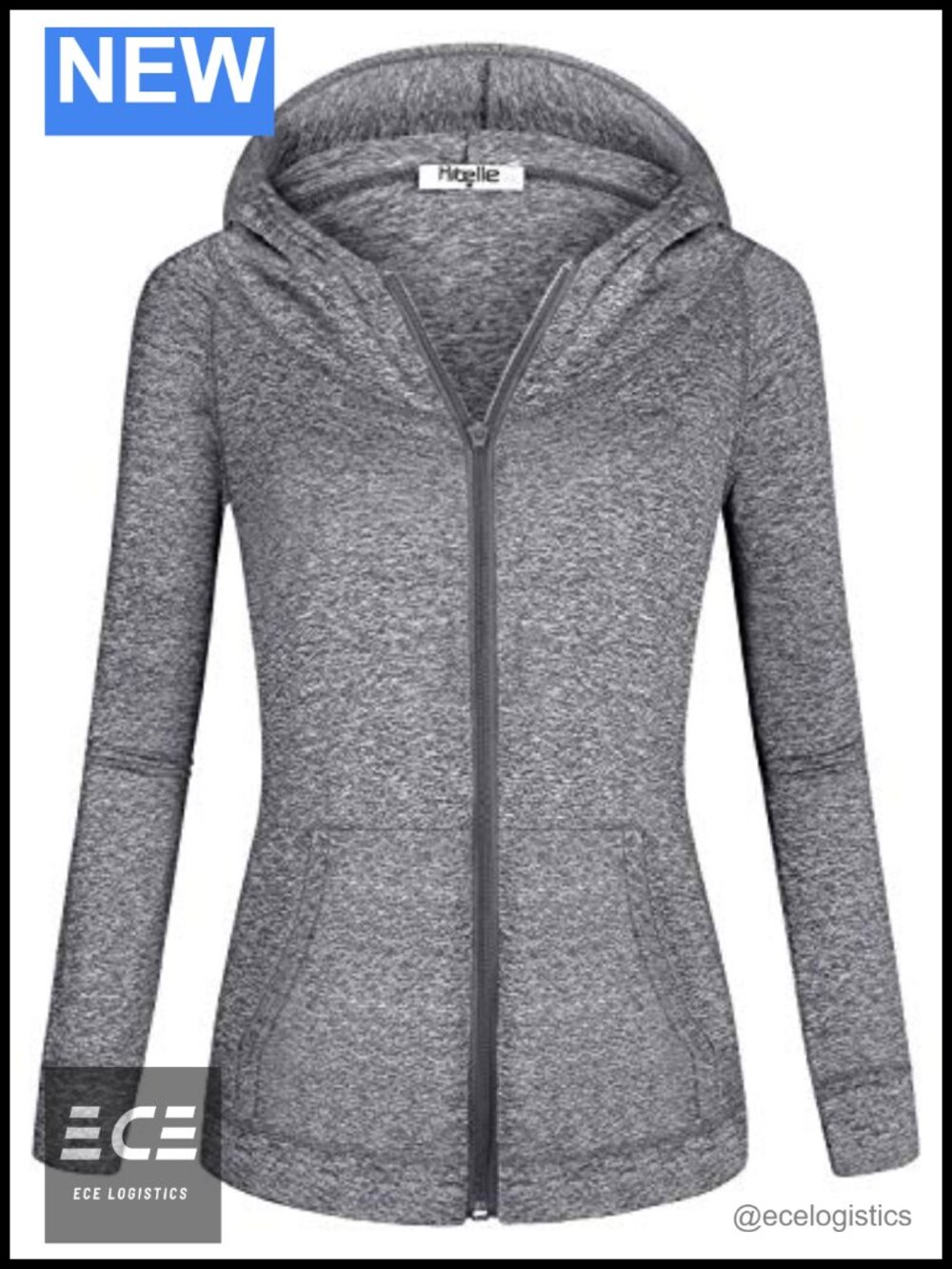 Hibelle Fleece Lined Full-Zip Hoodie Sports Sweatshirt with Pockets